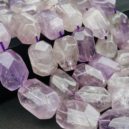 Natürliche Amethyst Perlen Nuggets, lila Kristall Steine für Schmuckherstellung, Boho DIY Bastelperlen, facettierte Edelsteine Strang