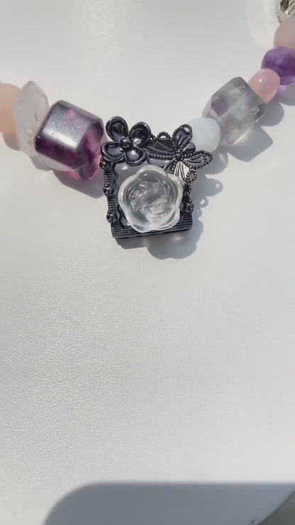 Unregelmäßige bunte große Perlen | Natürliche Energie Amethyst Halskette | Handgefertigter Kristallschmuck | Geschenk für besondere Anlässe