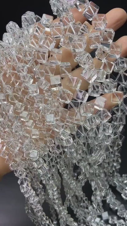 Natural Clear Quartz Octagon Abacus Beads 10×6 mm · 38 cm Strand | Sparkling Faceted Gemstone · DIY Bracelet, Necklace, Earrings & Gift Ideas