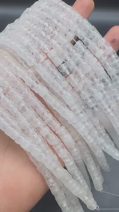 Natürliche Bergkristall-Scheibenperlen · 4×2 mm dünne Scheiben · 38 cm vorgebohrter Strang | Kristallheilung, DIY-Schmuck und minimalistische Wohndekoration