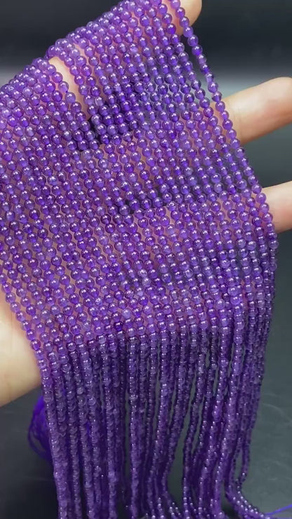 Natural Amethyst Round Beads 3 mm · 38 cm Pre-Drilled Strand | Lavender Violet · Energy Balance · DIY Bracelet & Necklace Making Supplies