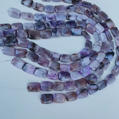 Natürliche lila Achat Rechteck-Perlen für Schmuckherstellung, polierte Edelsteinperlen, DIY Boho Stil, für Halsketten & Armbänder