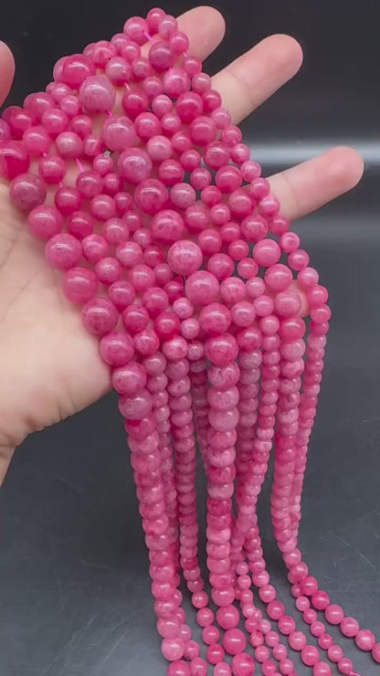 Natural 8mm Pink Rhodochrosite Beads · 38cm Pre-Drilled Strand | Gentle Rose Glow · Energy Balance · DIY Bracelet & Necklace Supplies