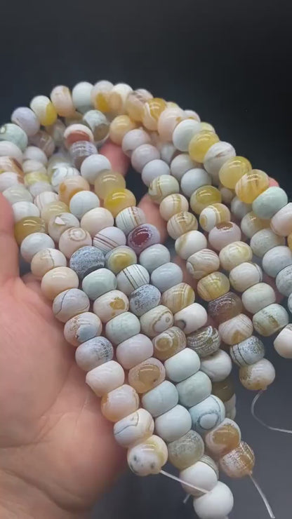 Natural White Agate Pumpkin Beads 14×10mm | Matte Gemstone Beads Strand 38cm | DIY Jewelry Making Necklace Bracelet Supplies