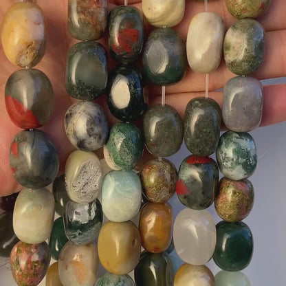 Bunte Natursteinperlen für Schmuckherstellung, Gemischte Achat und Amazonit Trommelsteine, Boho Chakra Nugget Strang für DIY Armbänder