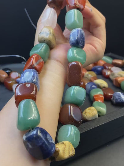 Bunte Edelstein Perlen für Schmuckherstellung · Naturstein DIY Großlochperlen · Boho Heilstein Mix · Tumbled Kristalle Bastelperlen