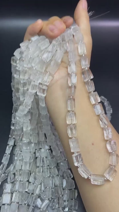 Natural Clear Quartz Tube Beads 7×11 mm · 38 cm Strand · Raw Crystal Beads for DIY Jewelry, Energy Healing & Home Décor