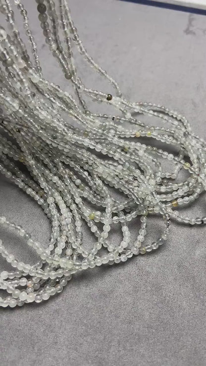 Natural Inclusion Quartz Loose Beads｜3.5 mm · 54 cm · 9 g｜DIY Bracelet & Necklace Beading Material｜Unique Mineral Color Inclusions