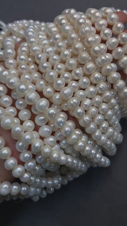 Natürliche große ovale Süßwasserperlen | 10×7 mm · 40 cm · 52 g | Volles und glattes DIY-Armband-Halskettenzubehör | Luxusperle