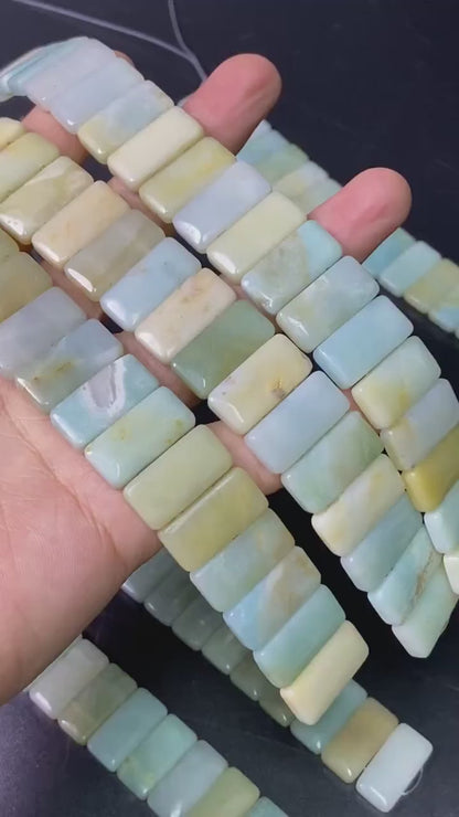 Natural Mozambique Amazonite Double‑Hole Rectangle Beads 20×10×5 mm Strand | DIY Bracelets, Necklaces & Healing Stone Crafts