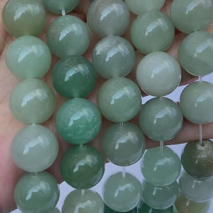 Grüne Aventurin Perlen für DIY Schmuckherstellung – Natürliche Heilsteine in rundem Schliff, poliert, für Armband & Mala Ketten Projekte