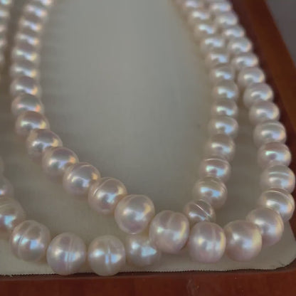 Natürliche Süßwasserperlen Strang｜Runde Perlen mit Taille Linie｜DIY Schmuckherstellung Halskette Armband Ohrringe Material