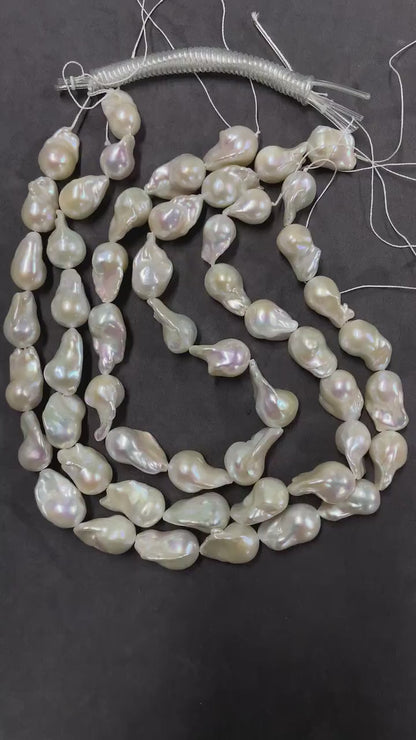 Natural Irregular Freshwater Baroque Pearls Loose Beads｜39.5 cm · 84 g｜26×15.2×14 mm｜DIY Bracelet & Necklace Jewelry Making Supplies