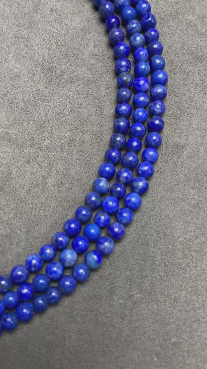 Natural Deep Blue Round Beads Loose | 4×4 mm · 40 cm · 10 g | DIY Bracelet & Necklace Supplies | Elegant Ocean Blue