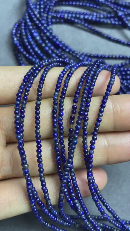 Natural Lapis Lazuli Loose Beads | 2×2 mm (40 cm·3 g) & 4×4 mm (39.5 cm·9 g) | Deep Blue with Gold Flecks | DIY Bracelet & Necklace Supplies