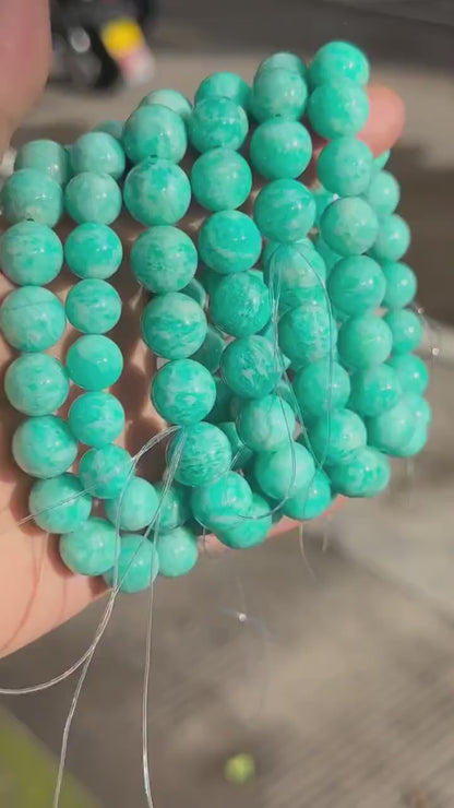 Natural Mozambique Amazonite Round Beads 8mm · 38cm Strand | Lagoon Green Gemstone Beads for DIY Bracelet, Necklace, Chakra & Meditation Jewelry