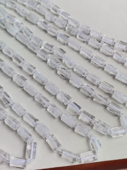 Transparente Kristallperlen 6x10mm, Naturstein Zylinder Perlen für DIY Schmuck, Weißer Quarz Bastelperlen für Armband & Kette