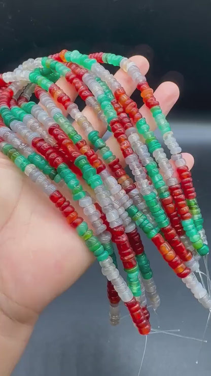 Natürliche mehrfarbige Achat-Scheibenperlen 6×3mm · 38cm Strang | Boho-Edelsteinperlen für selbstgemachte Armbänder, Halsketten, Chakra- und Meditationsschmuck