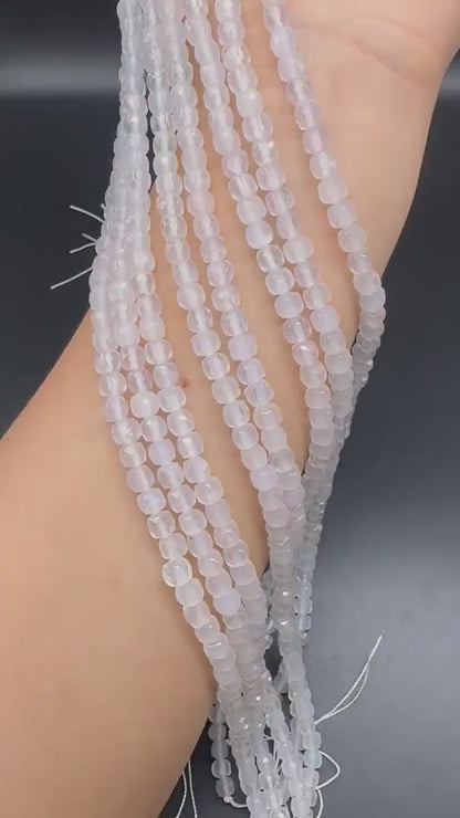 Natural Frosted White Agate Cube Beads 5.5 mm · 38 cm Strand (~60 pcs) | Milky Crystal Elegance for DIY Bracelet, Necklace & Home Décor