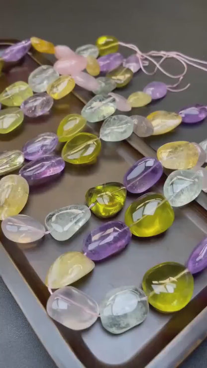 Colorful Natural Multi-Crystal Nugget Beads 15–25 mm · Raw Gemstone Chips · High Transparency · DIY Bracelets, Necklaces & Earrings
