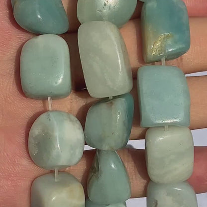 Chunky Amazonit Nugget Perlen in sanftem Türkisgrün für DIY Schmuckherstellung, natürliche Edelsteinperlen im Boho Stil, ca. 38cm Strang
