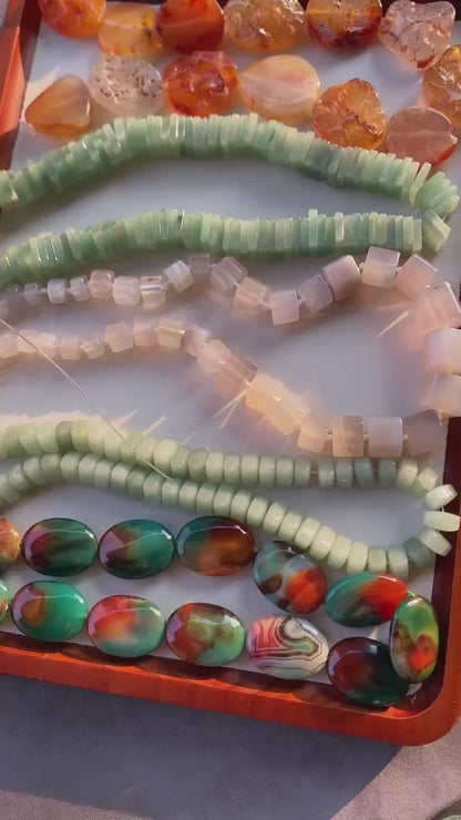 Natürliche Edelstein Perlen Stränge · Unikate für DIY Schmuck · Boho Rohstein, Jade, Achat, Chalcedon · Handpolierte Unregelmäßige Perlen