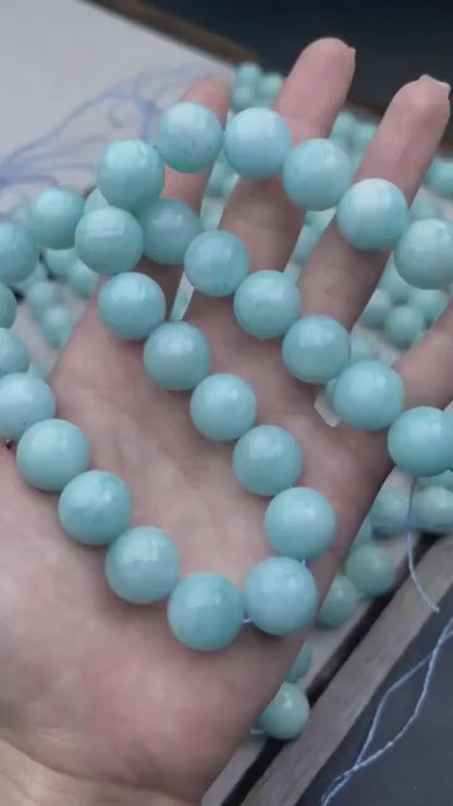 High-Transparency Natural Amazonite Round Beads 14 mm · Fresh Blue-Green · Hand-Polished Gemstones for DIY Bracelets, Necklaces & Earrings