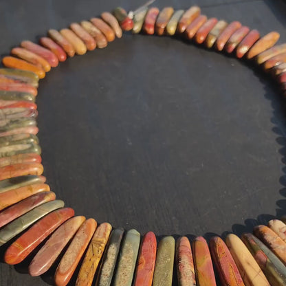 Naturstein Perlen Picasso Jaspis Spike Form für Boho Schmuck DIY, Bastelperlen zum Ketten Ohrringe Armband Design, 38cm Strang