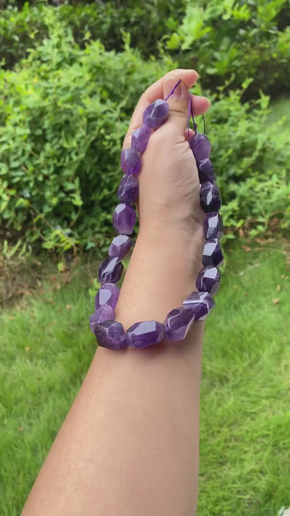 Uruguay Amethyst Nuggets Tiefviolett Große 16–20mm Unregelmäßiger Schliff Edelstein Perlen mit Loch für DIY Schmuck