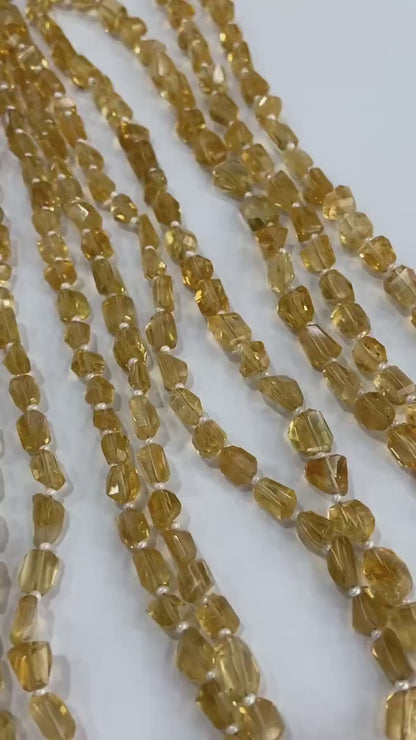Golden Citrine Faceted Irregular Beads 6×6 mm · 38 cm Strand Pre-Drilled | Natural Warm Glow & Energy Boost | DIY Jewelry Making