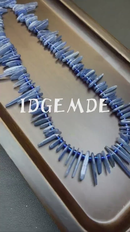 High-Clarity Natural Kyanite Irregular Spike Beads 38cm | Ice Blue Gemstone Strands Hand-Polished for DIY Bracelets, Necklaces & Earrings