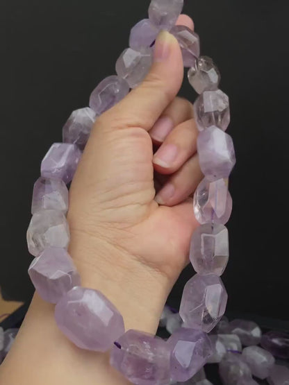 Natürliche Amethyst Perlen Nuggets, lila Kristall Steine für Schmuckherstellung, Boho DIY Bastelperlen, facettierte Edelsteine Strang