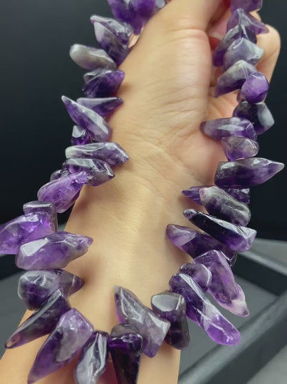 Natürliche Amethyst Rohstein Perlen für Boho Schmuckherstellung DIY Armband Halskette Heilstein Kristall Energie Bastelperlen lila