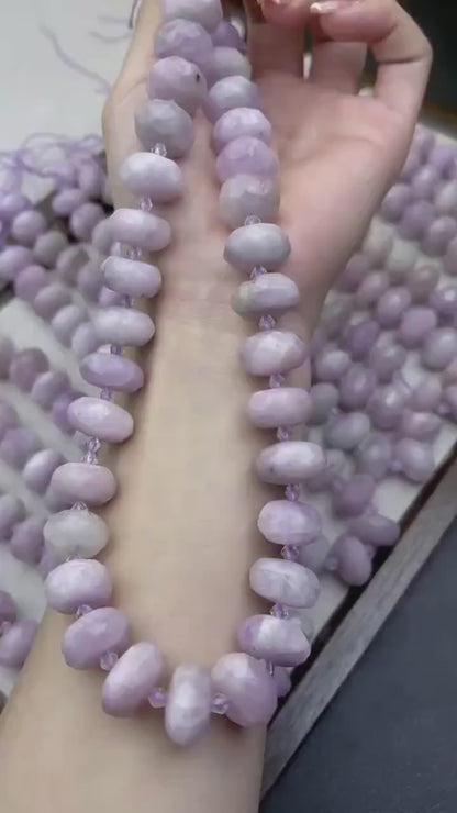 Old Mine Kunzite Chips 15×8mm | Faceted Abacus Cut · Semi-Transparent Pink Violet Beads · DIY Jewelry Making for Bracelets & Necklaces