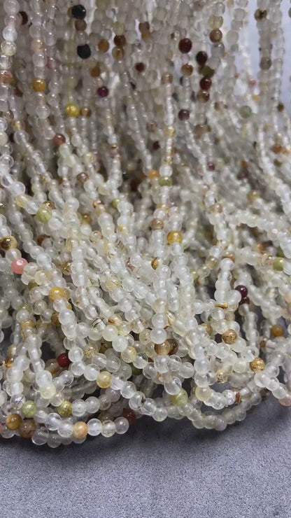 Natural Inclusion Quartz Loose Beads · 10 Strands 50 cm (3 mm, 6 g) · Unique Mineral Inclusions · DIY Bracelet & Necklace Making Supplies