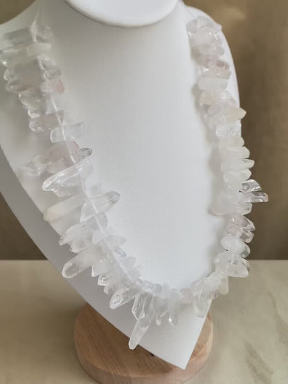 Natürliche Bergkristall Stäbchen Perlen für Schmuckherstellung, Boho DIY Heilstein Strang, klare Quarz Nuggets für Halskette Armband