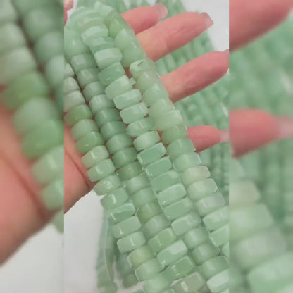 Grüne Aventurin Spacer Beads – Natürliche runde Scheibenperlen für Schmuckherstellung – Glatt poliert, DIY Halbedelstein