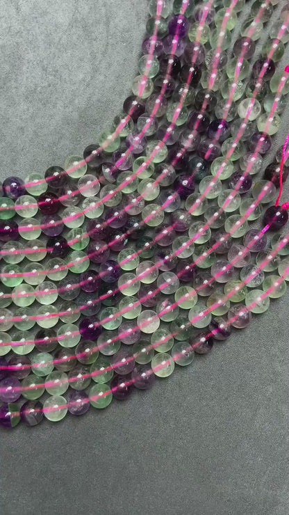 Natural Faceted Fluorite Beads Loose | 7.5×7.5 mm · 40 cm · 38 g | DIY Bracelet & Necklace Jewelry Making | Purple-Green Gradient